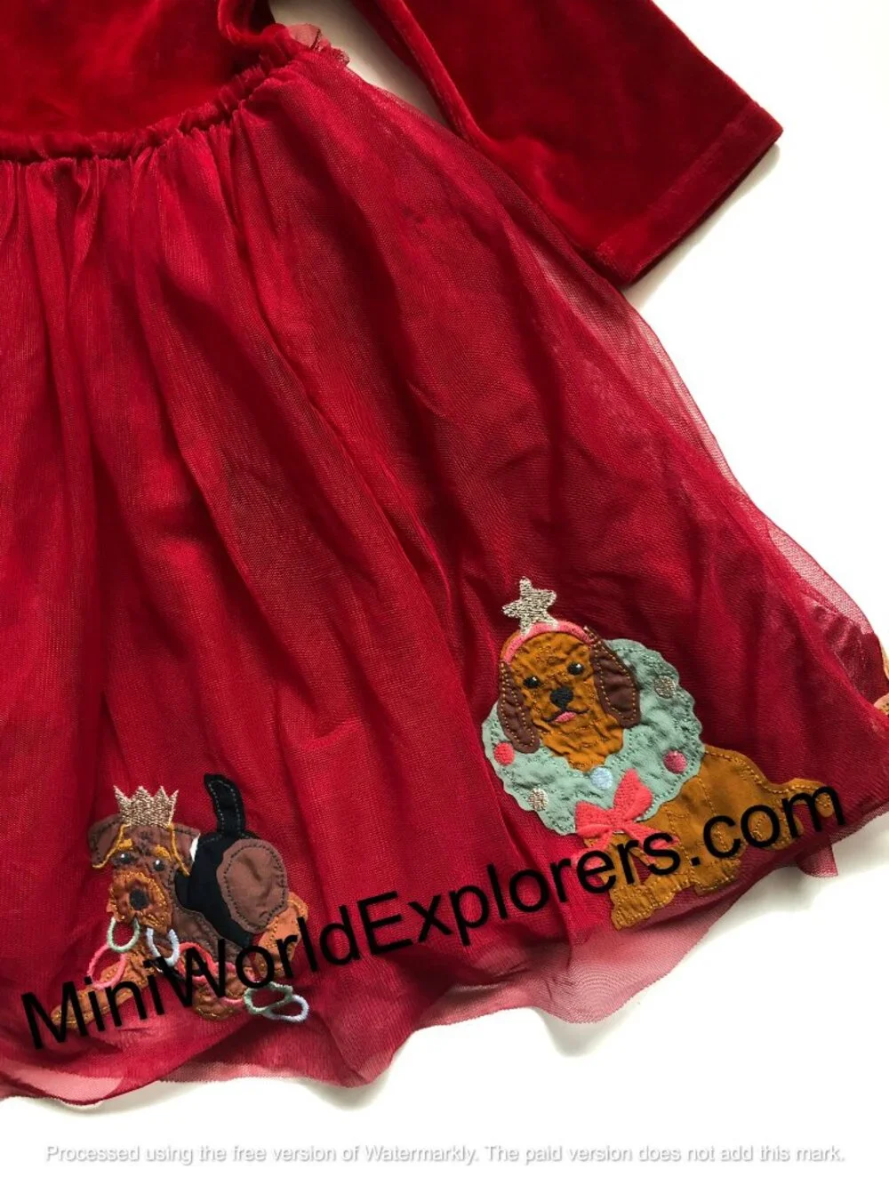 NWOT Mini Boden Velvet Tulle Appliqué Dress